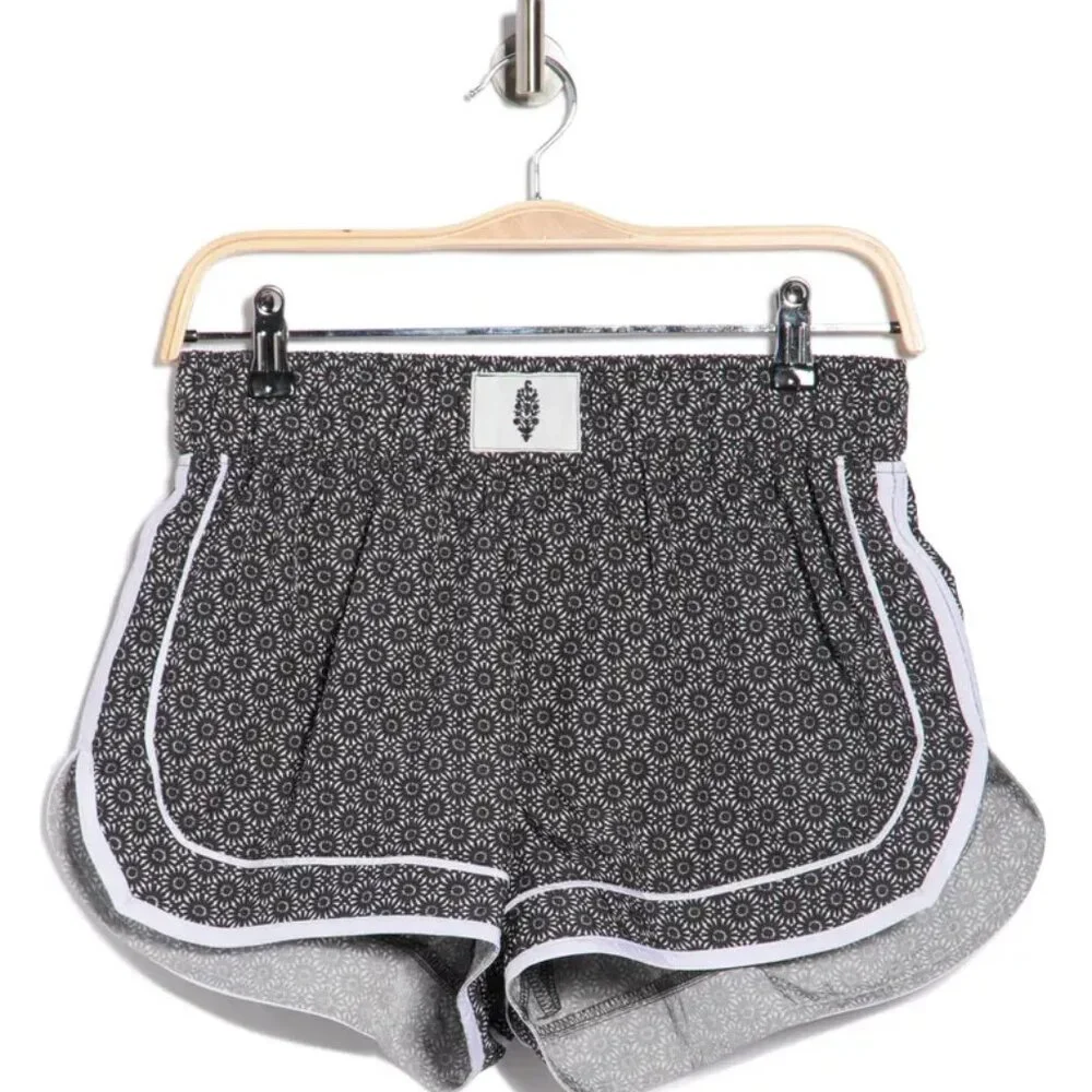 Free People Varsity Blues Print Athletic Shorts in Blue Sea - Picture 5 of 7